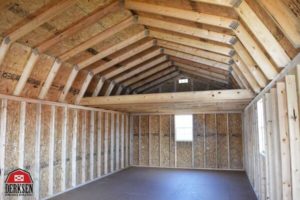 Interior view of our Best Value Wood lofted buildings for sale or rent to own in CITY STATE