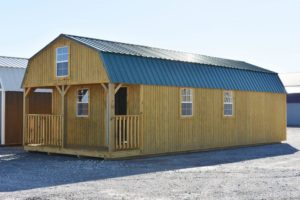 Treated wood siding lofted barn cabins for sale or rent to own in CITY STATE